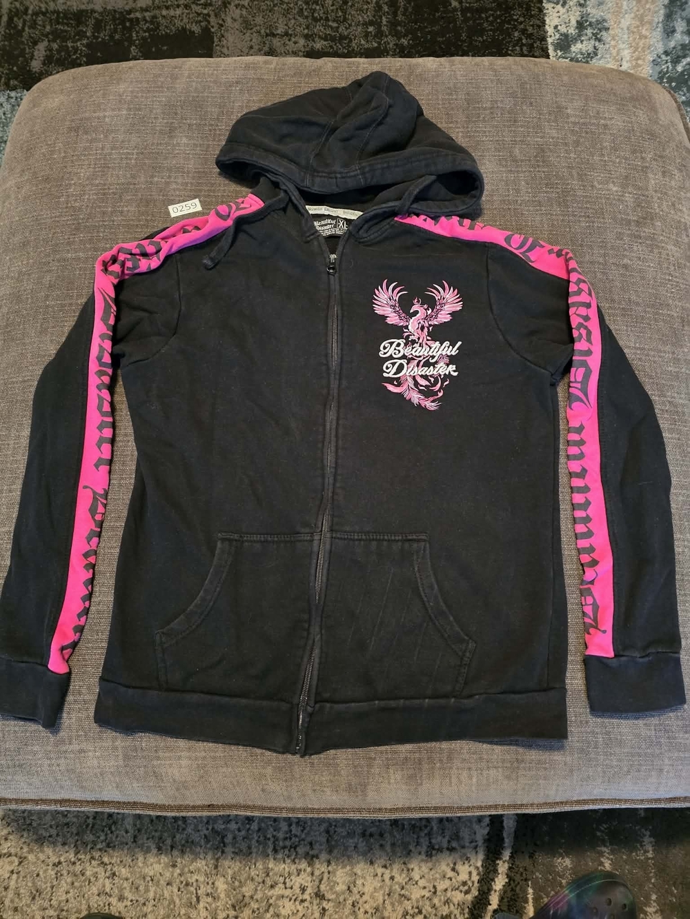Beautiful Disaster Black & Pink Zip-Up Hoodie